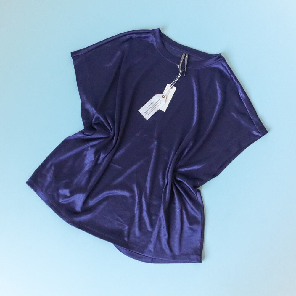 NWT Anthropologie Blue Semi Sheer Boxy Cut Loose Fit Blouse Size XLarge